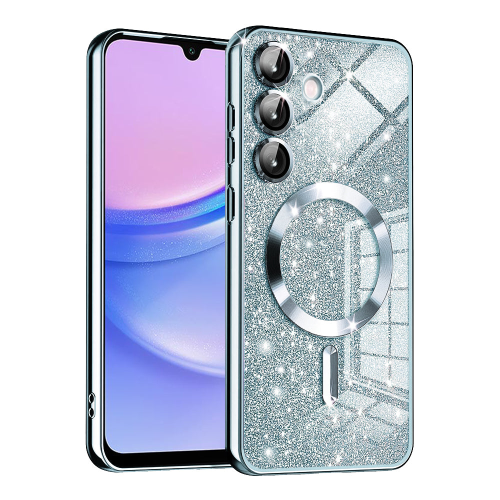 Coque MagSafe pour Samsung Galaxy A15 5G A156 / A15 A155, Techsuit, Luxury Glitter, Bleu