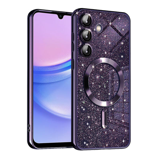 MagSafe-hoesje voor Samsung Galaxy A15 5G A156 / A15 A155, Techsuit, Luxury Glitter, Donkerpaars