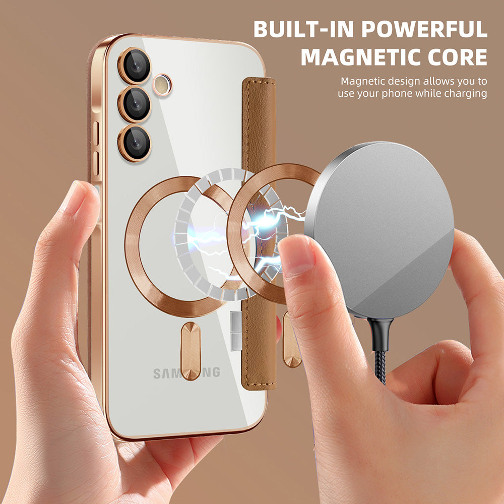 Coque MagSafe pour Samsung Galaxy A15 5G A156 / A15 A155, Techsuit, SmartMag Book, Marron