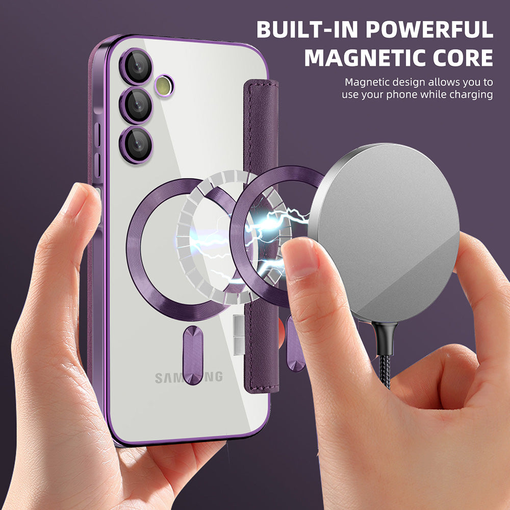Coque MagSafe pour Samsung Galaxy A15 5G A156 / A15 A155, Techsuit, SmartMag Book, Violet