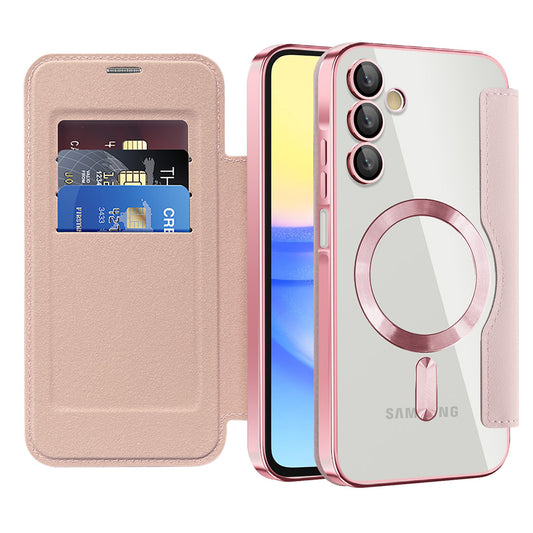 MagSafe-hoes voor Samsung Galaxy A15 5G A156 / A15 A155, Techsuit, SmartMag Book, Roze
