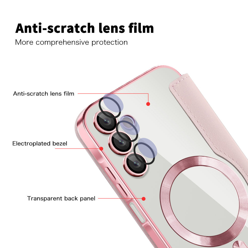 Coque MagSafe pour Samsung Galaxy A15 5G A156 / A15 A155, Techsuit, SmartMag Book, Rose