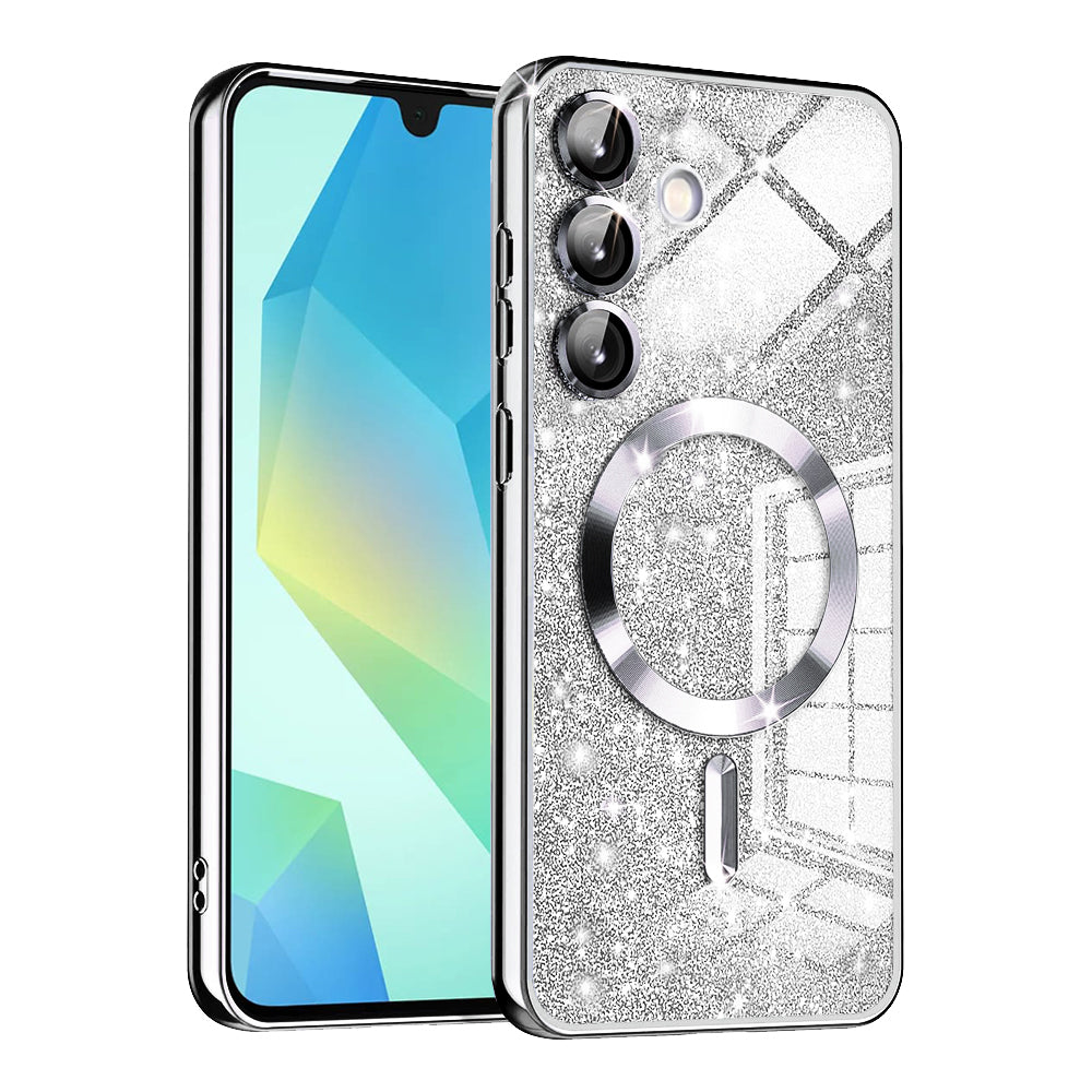 MagSafe-hoesje voor Samsung Galaxy A16 5G A166 / A16 4G A165, Techsuit, Luxury Glitter, Zilver