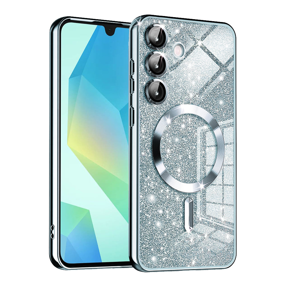 Coque MagSafe pour Samsung Galaxy A16 5G A166 / A16 4G A165, Techsuit, Luxury Glitter, Bleu