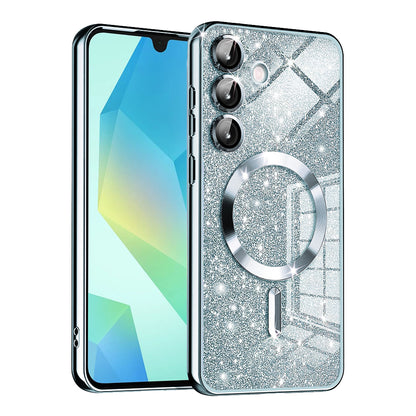 Coque MagSafe pour Samsung Galaxy A16 5G A166 / A16 4G A165, Techsuit, Luxury Glitter, Bleu