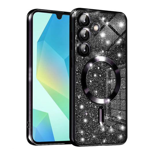 Coque MagSafe pour Samsung Galaxy A16 5G A166 / A16 4G A165, Techsuit, Luxury Glitter, Noire
