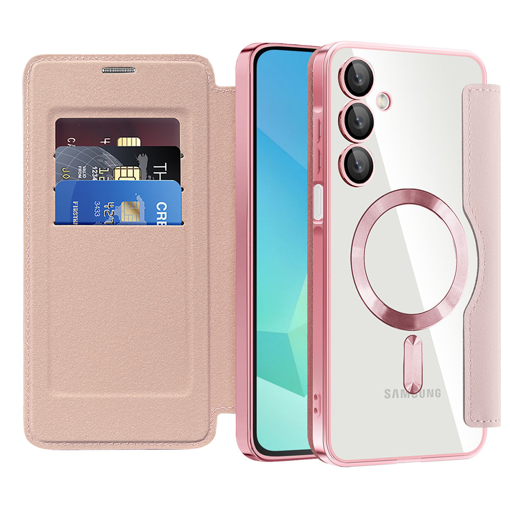 MagSafe-hoes voor Samsung Galaxy A16 5G A166 / A16 4G A165, Techsuit, SmartMag Book, Roze