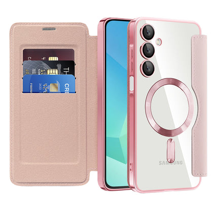 MagSafe-hoes voor Samsung Galaxy A16 5G A166 / A16 4G A165, Techsuit, SmartMag Book, Roze