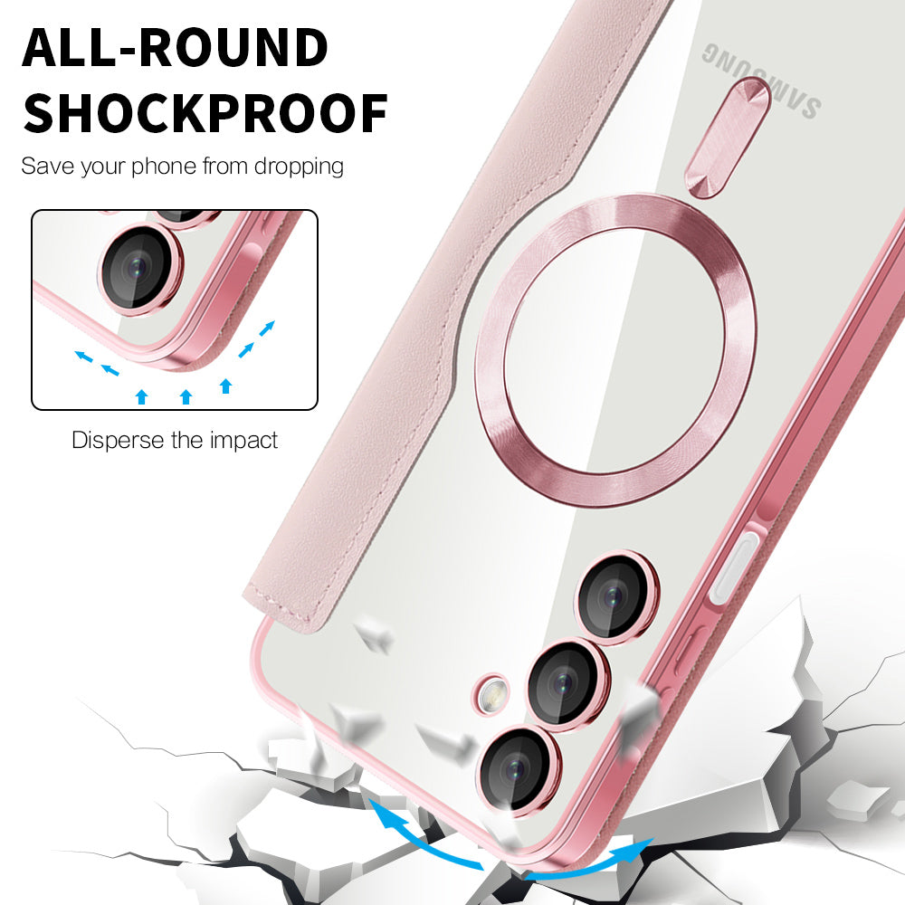 MagSafe-hoes voor Samsung Galaxy A16 5G A166 / A16 4G A165, Techsuit, SmartMag Book, Roze
