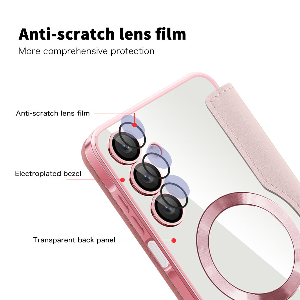 MagSafe-hoes voor Samsung Galaxy A16 5G A166 / A16 4G A165, Techsuit, SmartMag Book, Roze