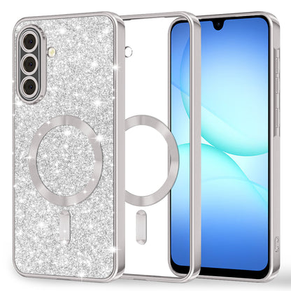 MagSafe-hoesje voor Samsung Galaxy A17 4G / A17 5G, Techsuit, Luxury Glitter, Zilver