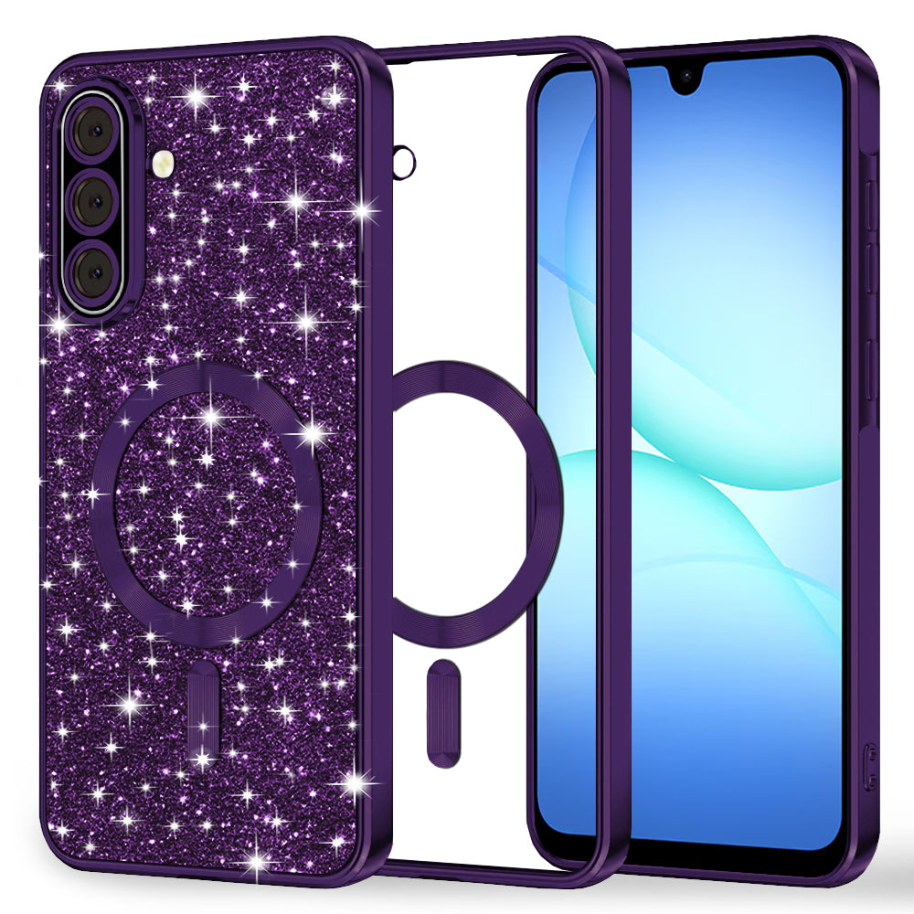 MagSafe-hoesje voor Samsung Galaxy A17 4G / A17 5G, Techsuit, Luxury Glitter, Donkerpaars