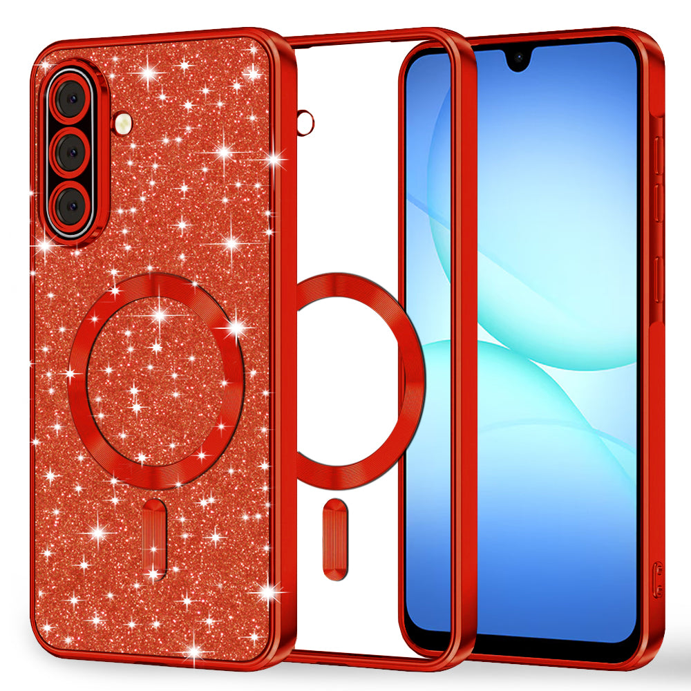 MagSafe-Hülle für Samsung Galaxy A17 4G / A17 5G, Techsuit, Luxury Glitter, Rot