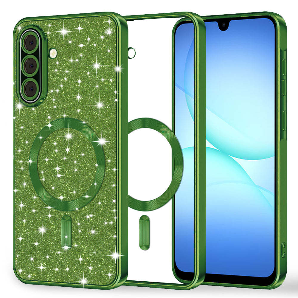 MagSafe-hoesje voor Samsung Galaxy A17 4G / A17 5G, Techsuit, Luxury Glitter, Donkergroen