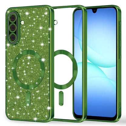 MagSafe-hoesje voor Samsung Galaxy A17 4G / A17 5G, Techsuit, Luxury Glitter, Donkergroen