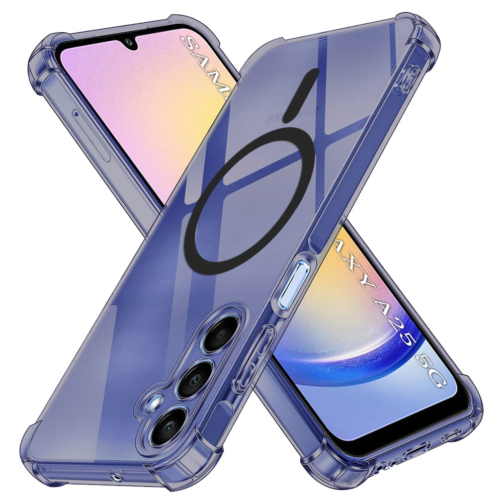 MagSafe-Hülle für Samsung Galaxy A25 A256, Techsuit, stoßfest transparent, rauchfarben
