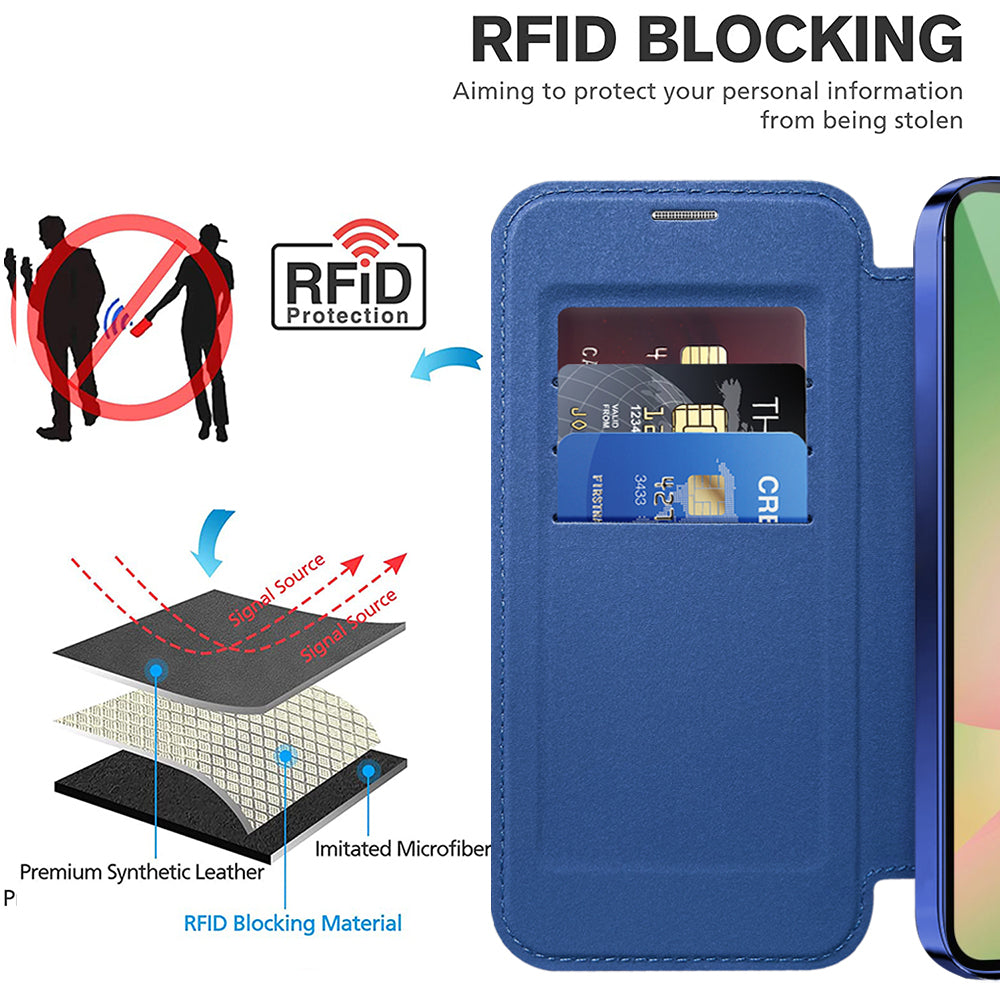 Coque MagSafe pour Samsung Galaxy A26 A266, Techsuit, SmartMag Book, Bleue