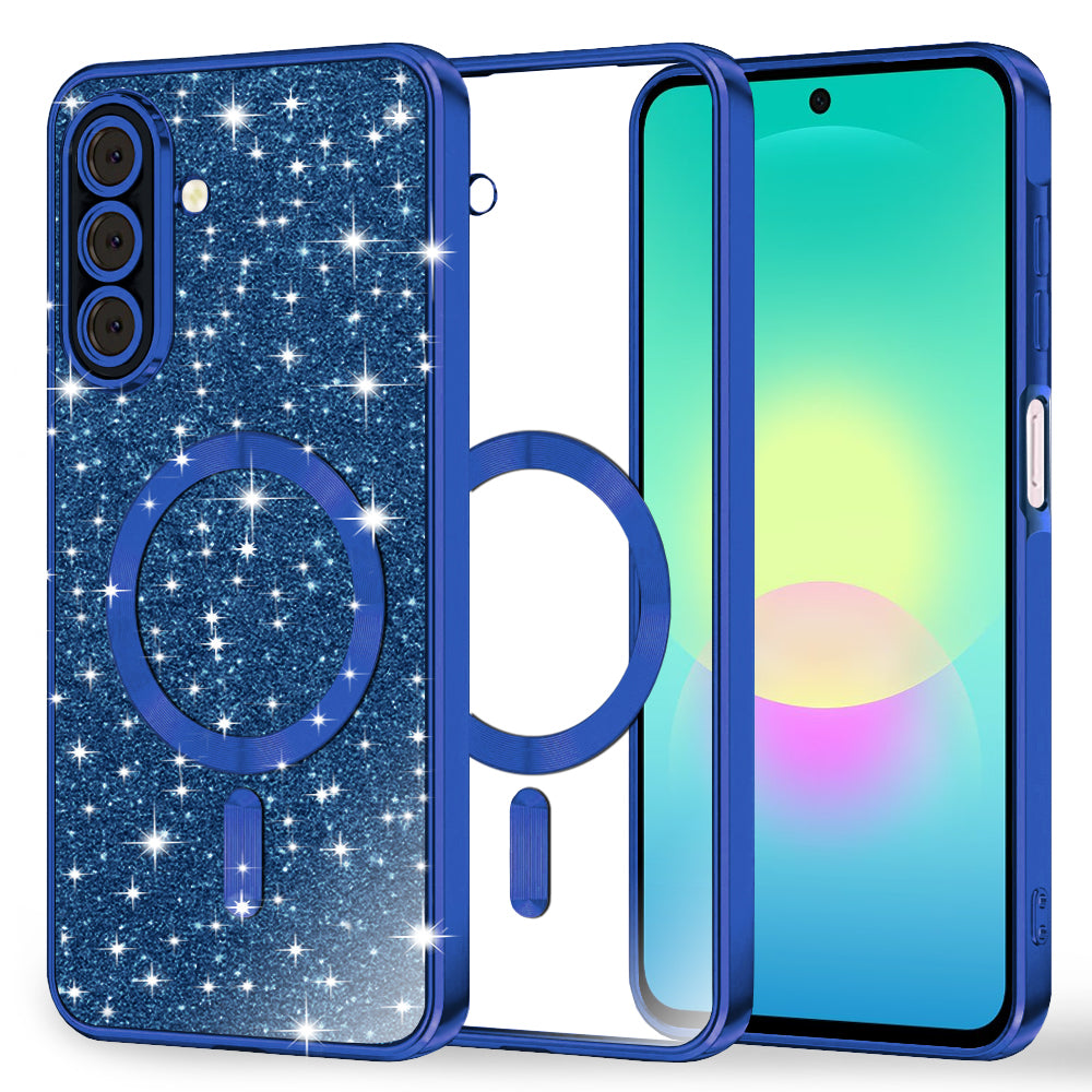 Coque MagSafe pour Samsung Galaxy A27 5G, Techsuit, Luxury Glitter, Bleu Foncé