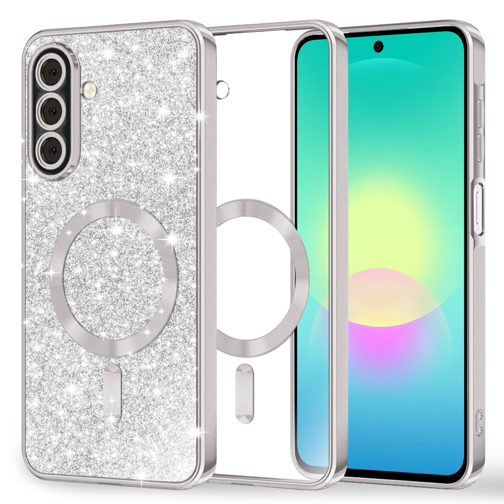Coque MagSafe pour Samsung Galaxy A27 5G, Techsuit, Luxury Glitter, Argentée