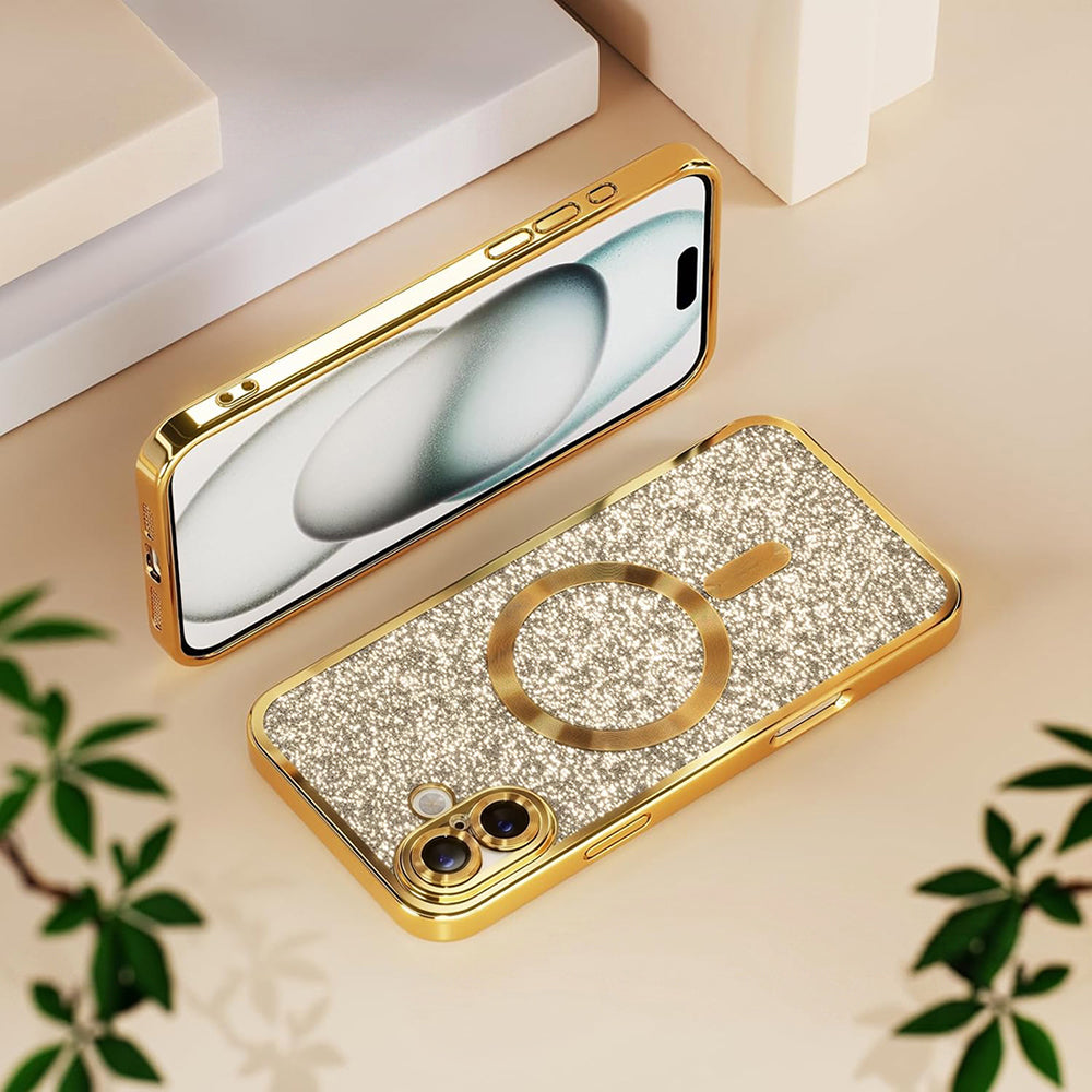 Coque MagSafe pour Samsung Galaxy A27 5G, Techsuit, Luxury Glitter, Dorée