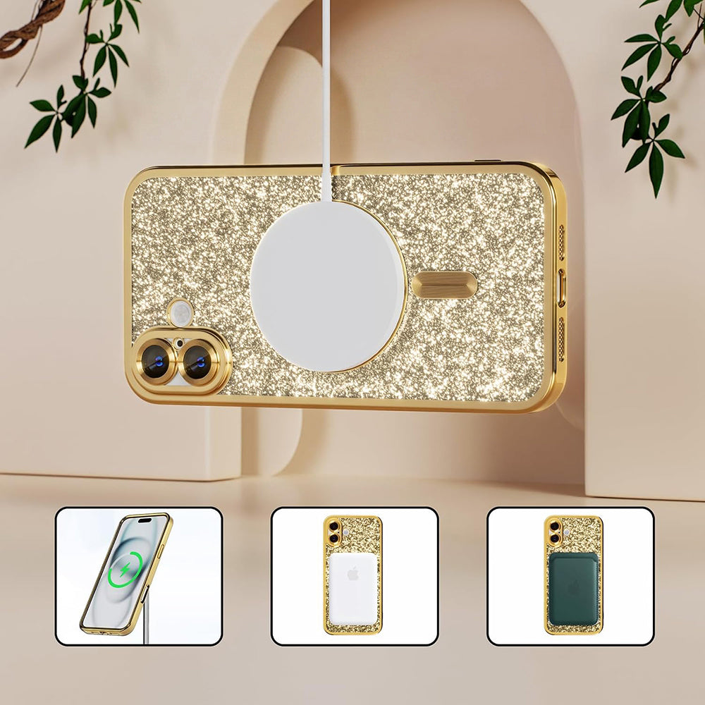 Coque MagSafe pour Samsung Galaxy A27 5G, Techsuit, Luxury Glitter, Dorée
