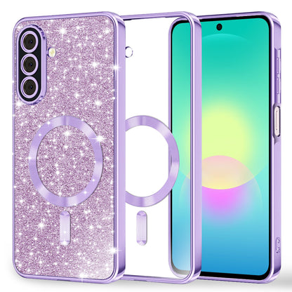 MagSafe-Hülle für Samsung Galaxy A27 5G, Techsuit, Luxury Glitter, Hellviolett