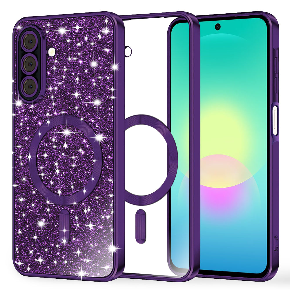 Coque MagSafe pour Samsung Galaxy A27 5G, Techsuit, Luxury Glitter, Violet Foncé