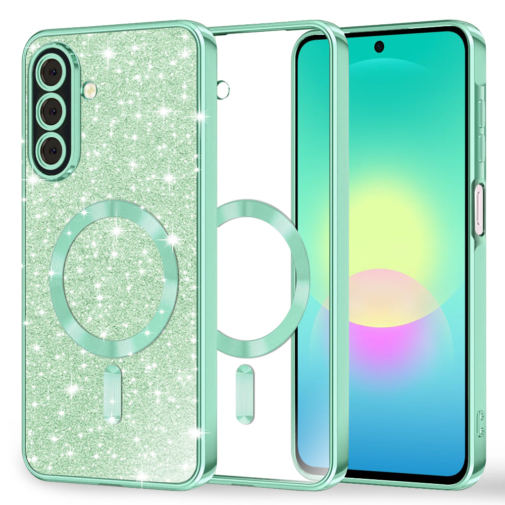 MagSafe-Hülle für Samsung Galaxy A27 5G, Techsuit, Luxury Glitter, Hellgrün