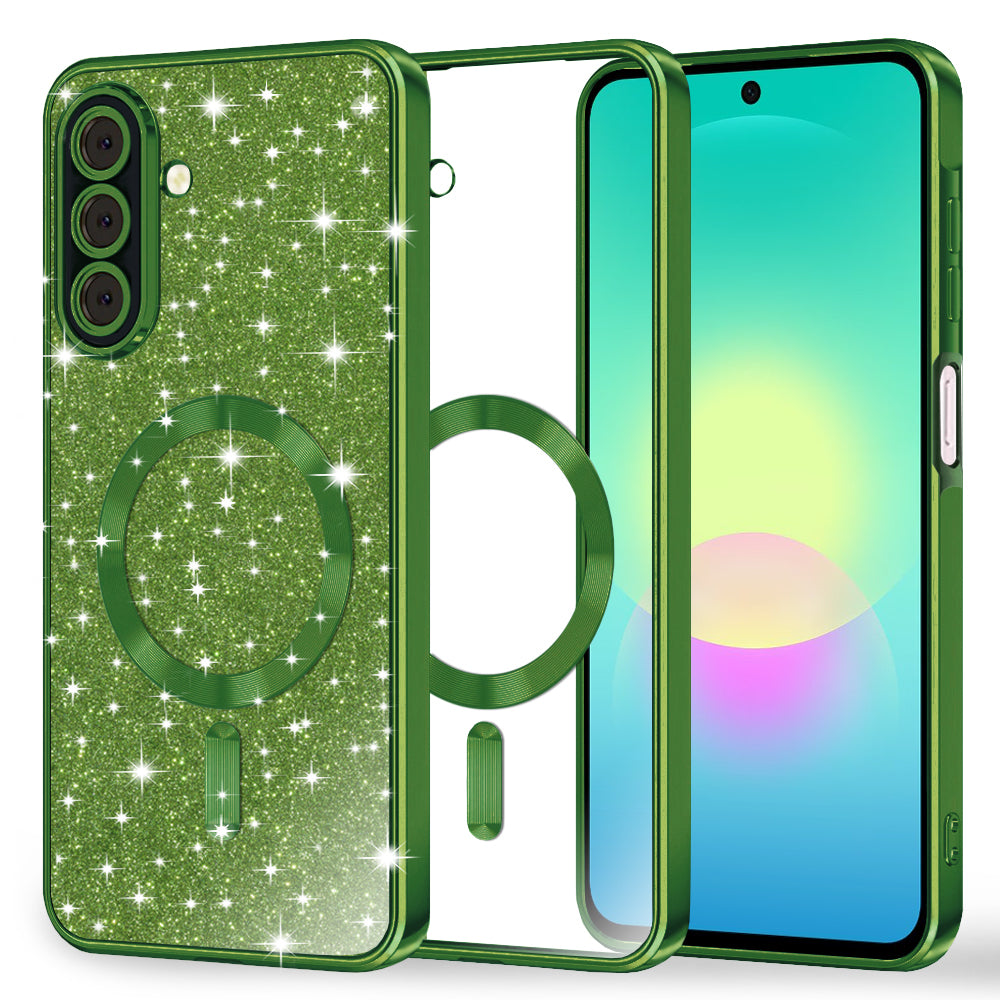 MagSafe-Hülle für Samsung Galaxy A27 5G, Techsuit, Luxury Glitter, Dunkelgrün
