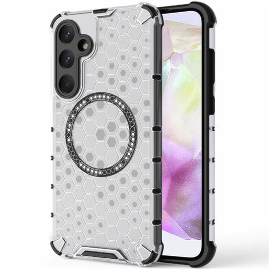 MagSafe-hoes voor Samsung Galaxy A35 5G A356, Techsuit, HoneyComb Shield, Wit