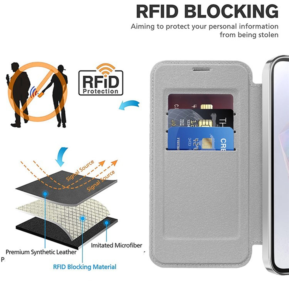 Coque MagSafe pour Samsung Galaxy A35 5G A356, Techsuit, SmartMag Book, Gris