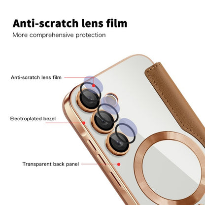 Coque MagSafe pour Samsung Galaxy A35 5G A356, Techsuit, SmartMag Book, Marron