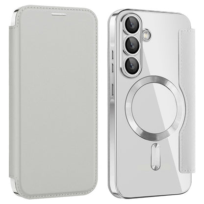 Coque MagSafe pour Samsung Galaxy A36 A366, Techsuit, SmartMag Book, Gris