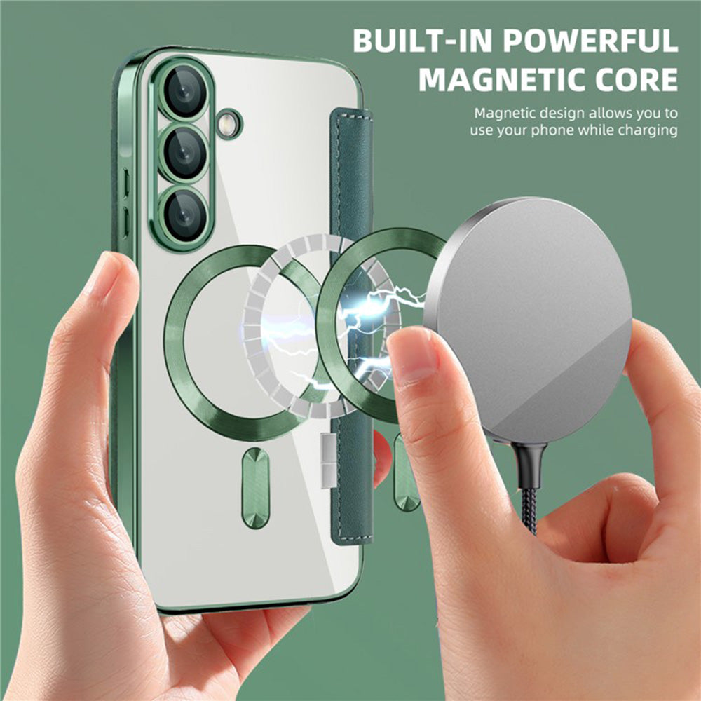 MagSafe-Hülle für Samsung Galaxy A36 A366, Techsuit, SmartMag Book, Grün