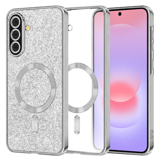 Coque MagSafe pour Samsung Galaxy A37 5G, Techsuit, Luxury Glitter, Argentée