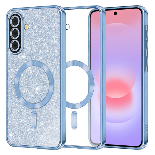 Coque MagSafe pour Samsung Galaxy A37 5G, Techsuit, Luxury Glitter, Bleu