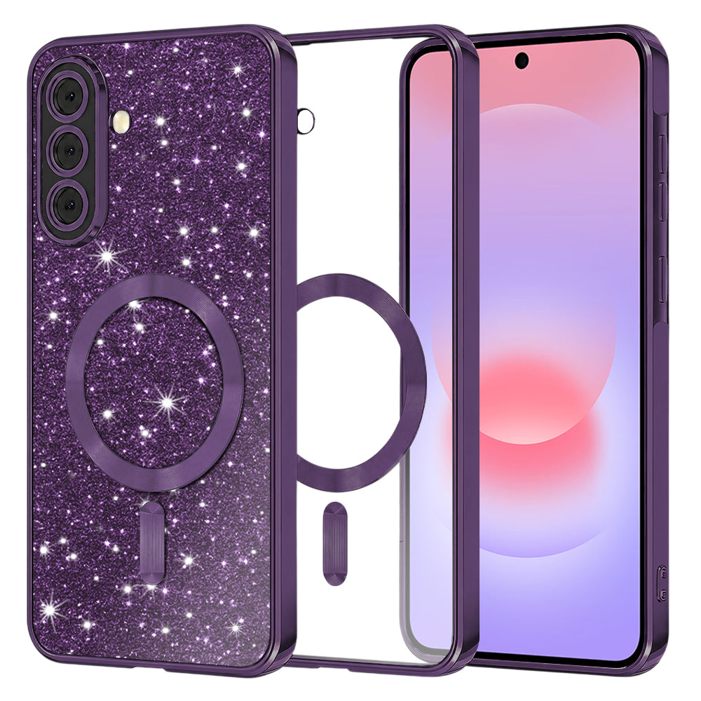 MagSafe-Hülle für Samsung Galaxy A37 5G, Techsuit, Luxury Glitter, Dunkellila
