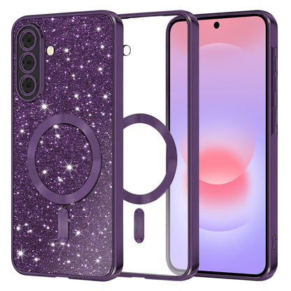 MagSafe-Hülle für Samsung Galaxy A37 5G, Techsuit, Luxury Glitter, Dunkellila
