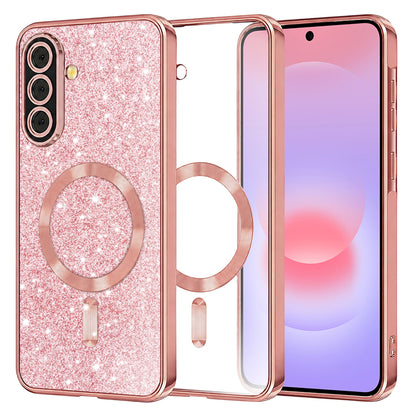 Coque MagSafe pour Samsung Galaxy A37 5G, Techsuit, Luxury Glitter, Rose Doré