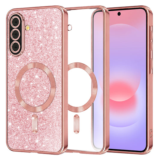 Coque MagSafe pour Samsung Galaxy A37 5G, Techsuit, Luxury Glitter, Rose Doré