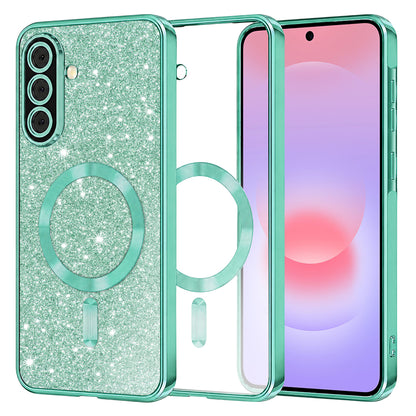 Coque MagSafe pour Samsung Galaxy A37 5G, Techsuit, Luxury Glitter, Vert Clair