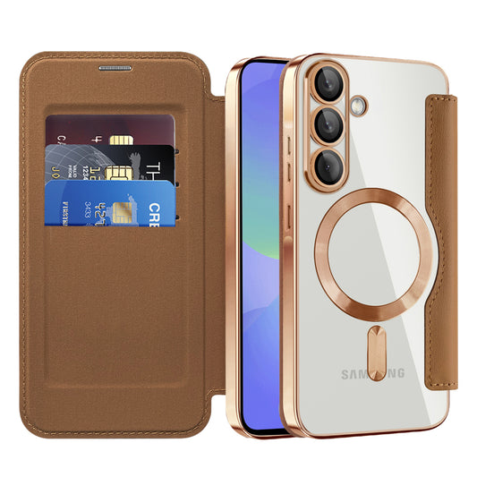 MagSafe hoes voor Samsung Galaxy A37 5G, Techsuit, SmartMag Book, Bruin