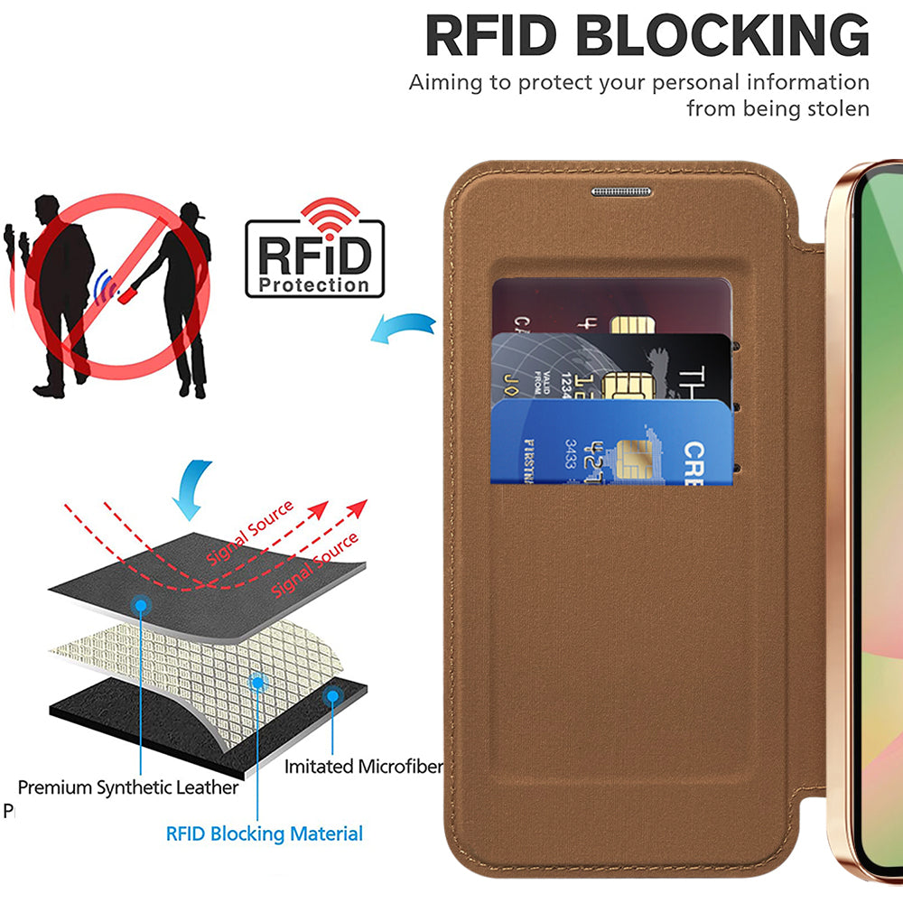 MagSafe Hülle für Samsung Galaxy A37 5G, Techsuit, SmartMag Book, Braun