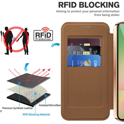 MagSafe Hülle für Samsung Galaxy A37 5G, Techsuit, SmartMag Book, Braun