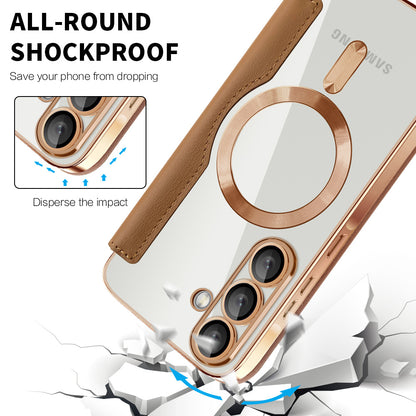 MagSafe Hülle für Samsung Galaxy A37 5G, Techsuit, SmartMag Book, Braun