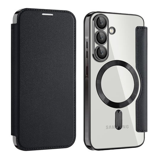 MagSafe hoes voor Samsung Galaxy A37 5G, Techsuit, SmartMag Book, Zwart