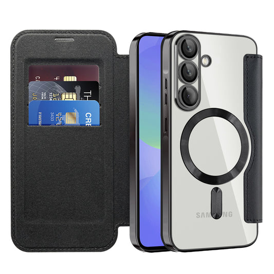 MagSafe hoes voor Samsung Galaxy A37 5G, Techsuit, SmartMag Book, Zwart