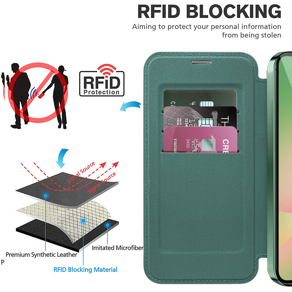 Étui MagSafe pour Samsung Galaxy A37 5G, Techsuit, SmartMag Book, Vert