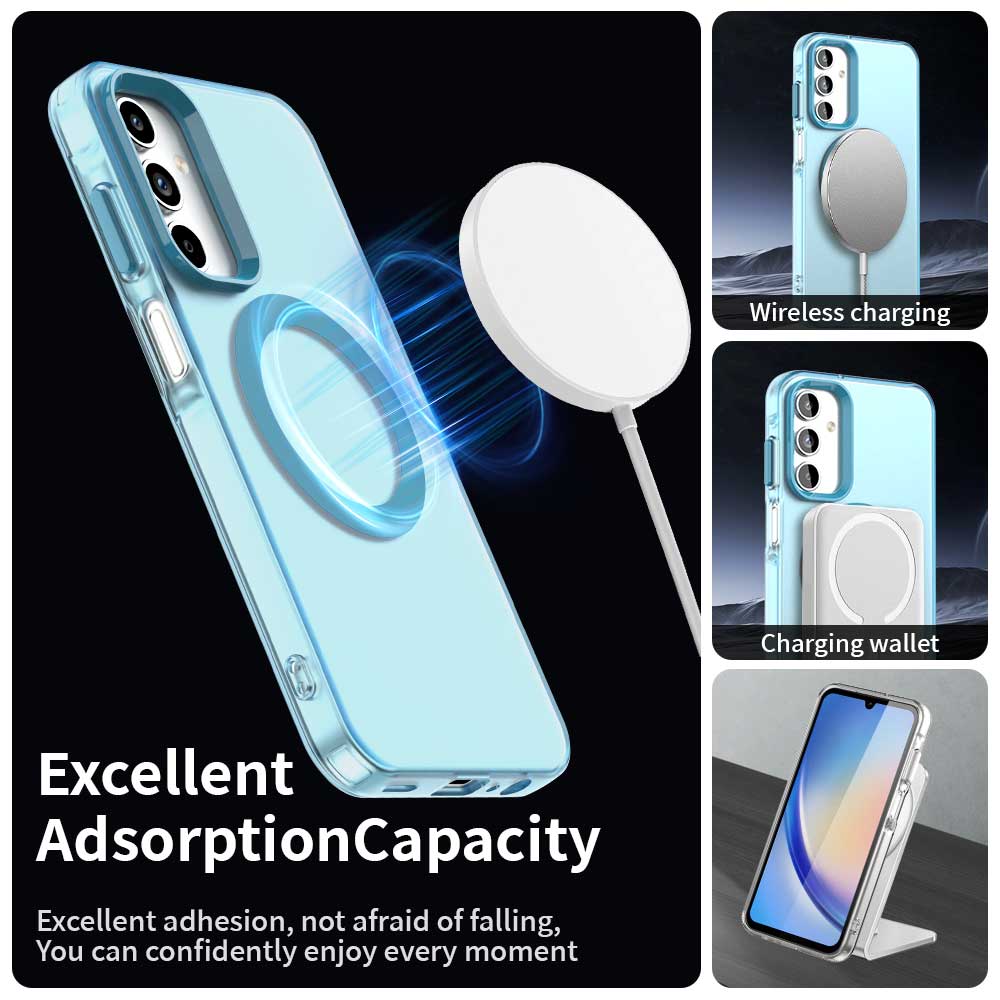 Coque MagSafe pour Samsung Galaxy A55 5G A556, Techsuit, CandyCase, Bleue