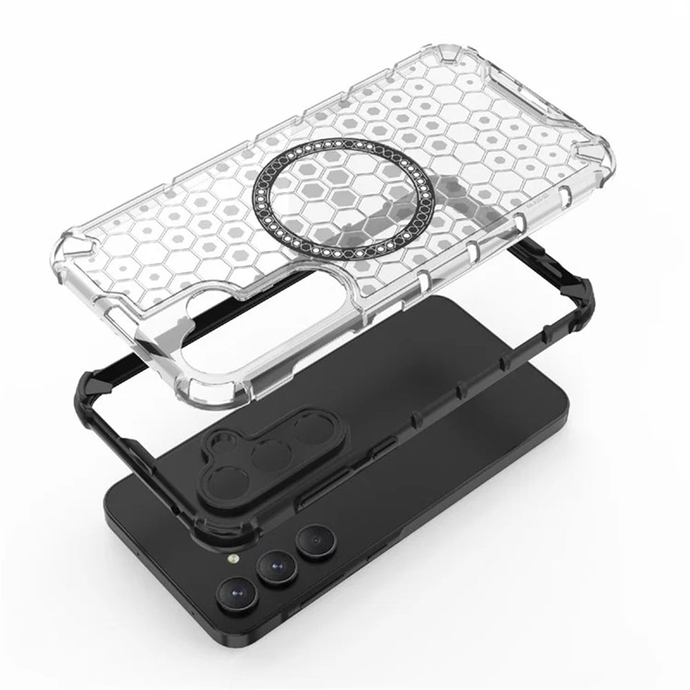 Coque MagSafe pour Samsung Galaxy A55 5G A556, Techsuit, HoneyComb Shield, Noire